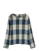 Plaid Check Blouse Tops Blouses Long-sleeved Blue Bobo Choses