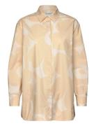 Ruoste Unikko Tops Shirts Long-sleeved Beige Marimekko