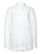 Tjw Ovs Cotton Shirt Ext Tops Shirts Long-sleeved White Tommy Jeans