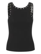 Drewgz Eyelet Tank Top Tops T-shirts & Tops Sleeveless Black Gestuz