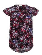 Cardeedee Life S/S V-Neck Top Aop Tops Blouses Short-sleeved Black ONL...