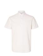 Slhreg-New Linen Shirt Ss Noos Tops Shirts Short-sleeved White Selecte...