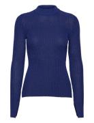 Knitted Lurex Top Tops T-shirts & Tops Long-sleeved Blue Gina Tricot