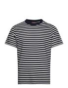 Durwin Striped Tee Tops T-shirts Short-sleeved White Morris