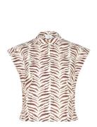 D6Jarou Printed Top Tops T-shirts & Tops Sleeveless Brown Dante6