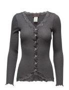 Rwbabette Ls V-Neck Regular Lace Ca Tops Knitwear Cardigans Grey Rosem...