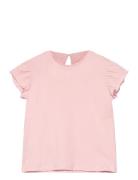 Frills Cotton T-Shirt Tops T-shirts Short-sleeved Pink Mango