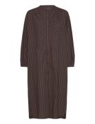 Lauren Shirtdress Stripe Knelang Kjole Brown Moshi Moshi Mind