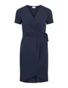 Vinayeli S/S Knee Wrap Dress/Su - Noos Knelang Kjole Navy Vila