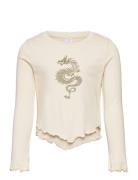 Top Long Sleeve With Mesh Tops T-shirts Long-sleeved T-shirts Cream Li...