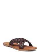 Leather Sandal Flate Sandaler Brown Ilse Jacobsen