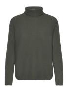 Curved Turtleneck Tops Knitwear Turtleneck Green Davida Cashmere