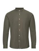 Oxford Manderin Superflex L/S Tops Shirts Casual Green Lindbergh