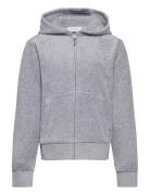 Diamante Velour Zip Thru Hoodie Tops Sweat-shirts & Hoodies Hoodies Gr...