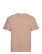 Sdismail Tops T-shirts Short-sleeved Beige Solid