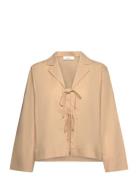 Helveiw Cropped Shirt Tops Shirts Long-sleeved Beige InWear