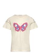 Ruffle Artwork T-Shirt Tops T-shirts Short-sleeved White Tom Tailor