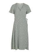 Vilovie S/S Wrap Midi Dress - Noos Knelang Kjole Green Vila