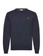 Superfine Lambswool C-Neck Tops Knitwear Round Necks Navy GANT