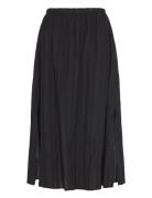 Tamara Embroidered Cotton Midi Skirt Knelangt Skjørt Black Malina