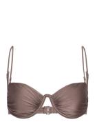 Shiny Bikini Top Swimwear Bikinis Bikini Tops Wired Bikinitops Brown M...