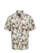 Onstrev Reg Ctn Lin Aop Ss Shirt Noos Tops Shirts Short-sleeved Khaki ...