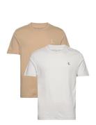 2 Pack Monologo T-Shirt Tops T-shirts Short-sleeved Beige Calvin Klein...