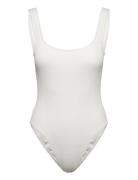 Shirred Swimsuit Badedrakt Badetøy White Gina Tricot