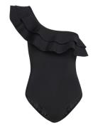 Eleonor -Shoulder Swimsuit Badedrakt Badetøy Black Malina