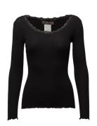 Rwbabette Ls U-Neck Lace Top Tops T-shirts & Tops Long-sleeved Black R...