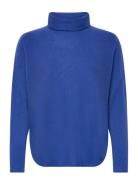 Curved Turtleneck Tops Knitwear Turtleneck Blue Davida Cashmere