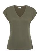 Kalise T-Shirt Tops T-shirts & Tops Short-sleeved Khaki Green Kaffe