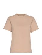 Crew Neck Regular Tops T-shirts Short-sleeved Beige Bread & Boxers