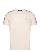 Contrast Tape Ringer Tee Tops T-shirts Short-sleeved Cream Fred Perry