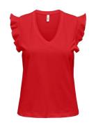 Onlmay S/S Frill V-Neck Top Box Jrs Tops T-shirts & Tops Short-sleeved...