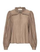 Kayakb Blouse Tops Blouses Long-sleeved Brown Karen By Simonsen