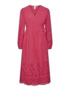 Yasluma Ls Long Wrap Dress S. Noos Knelang Kjole Pink YAS