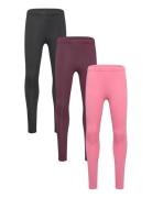 Leggings Solid Br Inside 3 Pa Bottoms Leggings Pink Lindex