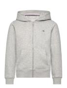 Shield Zip Hoodie Tops Sweat-shirts & Hoodies Hoodies Grey GANT