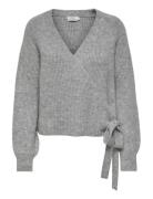 Onlmia L/S Wrap Cardigan Knt Noos Tops Knitwear Cardigans Grey ONLY