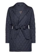 Diamond-Quilted Wrap Coat Vattert Jakke Navy Lauren Ralph Lauren