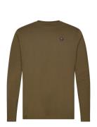 Viggo Badge Long Sleeve - Regenerat Tops T-shirts Long-sleeved Khaki G...