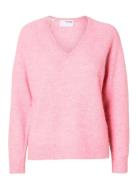 Slflulu New Ls Knit V-Neck B Noos Tops Knitwear Jumpers Pink Selected ...