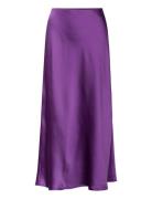 Midi Satin Skirt Knelangt Skjørt Purple Mango