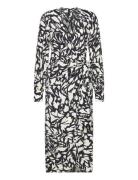 Print Wrap Dress Knelang Kjole Black Mango