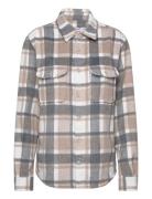 Check Wool-Blend Overshirt Tops Overshirts Beige Mango