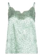 Rwjade Silk Regular Strap Lace Top Tops Blouses Sleeveless Green Rosem...