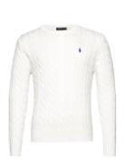 Cable-Knit Cotton Sweater Designers Knitwear Round Necks White Polo Ra...