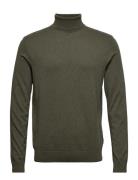 Slhberg Roll Neck Noos Tops Knitwear Turtlenecks Green Selected Homme