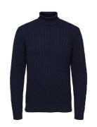 Slhryan Structure Roll Neck Tops Knitwear Turtlenecks Navy Selected Ho...